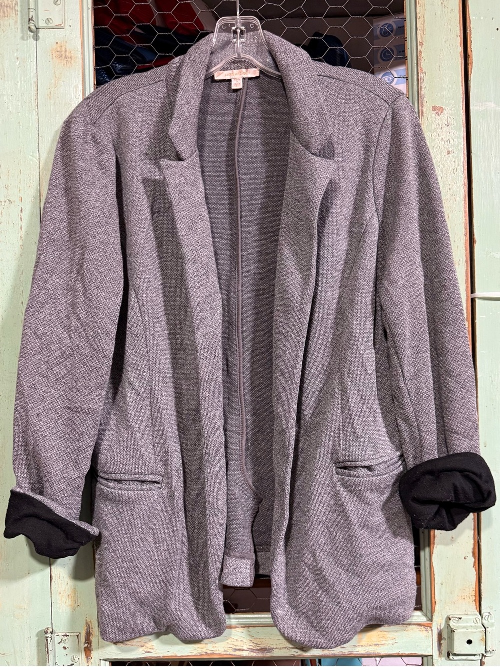 Skies Are Blue Gray Open-Front Blazer Jacket